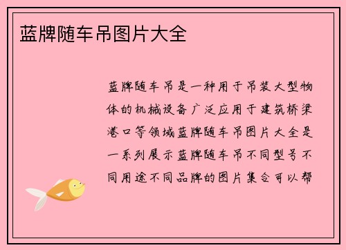 蓝牌随车吊图片大全